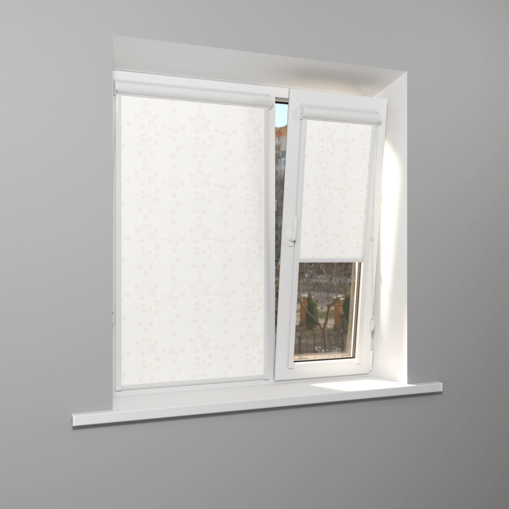 Рулонная штора «UNI 2» фурнитура Белая. Ткань коллекции «Фрассино» Жемчуг глянец