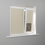 Рулонная штора «UNI 2» фурнитура Белая. Ткань коллекции «Плэин» Silver Blackout Айвори