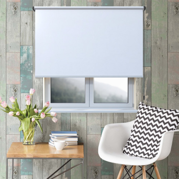 Рулонная штора «Toledo» ø28 фурнитура Черная. Ткань коллекции «Топ» Белая (компл. Россия)