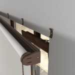 Рулонная штора «MGS» фурнитура Коричневая. Ткань коллекции «Лен» Blackout Бежевый