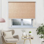 Рулонная штора «Toledo» ø28 фурнитура Белая. Ткань коллекции «Арабеска» Бежевая