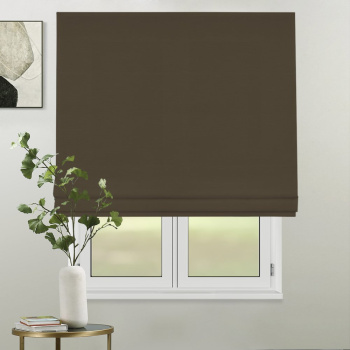 Римская штора черный подъем. мех. «Монро» Dim-out Коричневый («Мадрид» L=140 см H=170 см)