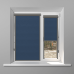 Рулонная штора «UNI 2» фурнитура Темно-серая. Ткань коллекции «Плэин» Сапфировый