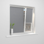 Рулонная штора «Мини» фурнитура Белая. Ткань коллекции «Плэин» Silver BO Серый (компл. Besta)