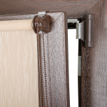 Рулонная штора «Мини» фурнитура Коричневая. Ткань коллекции «Лазурь» Бежевый