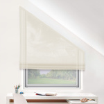 Римская штора Скос для мансардных окон индивидуальный размер «Тюль» Лен молочный