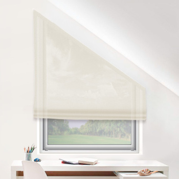 Римская штора Скос для мансардных окон индивидуальный размер «Тюль» Лен молочный
