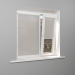 Рулонная штора «UNI 1» фурнитура Белая. Ткань коллекции «Скрин Виши» Бело-серый