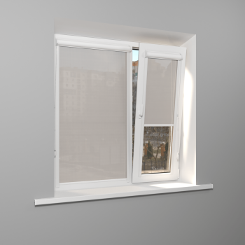 Рулонная штора «UNI 1» фурнитура Белая. Ткань коллекции «Скрин Виши» Бело-серый (компл. Besta)