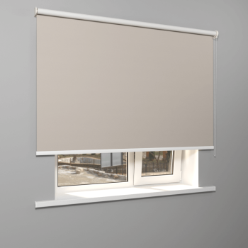 Рулонная штора «Moncada» ø38 фурнитура Белая. Ткань коллекции «Лен» BO Темно-бежевый (компл. Россия)