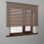 Рулонная штора «MGS День-Ночь» фурнитура Коричневая. Ткань коллекции «Саванна» Корица