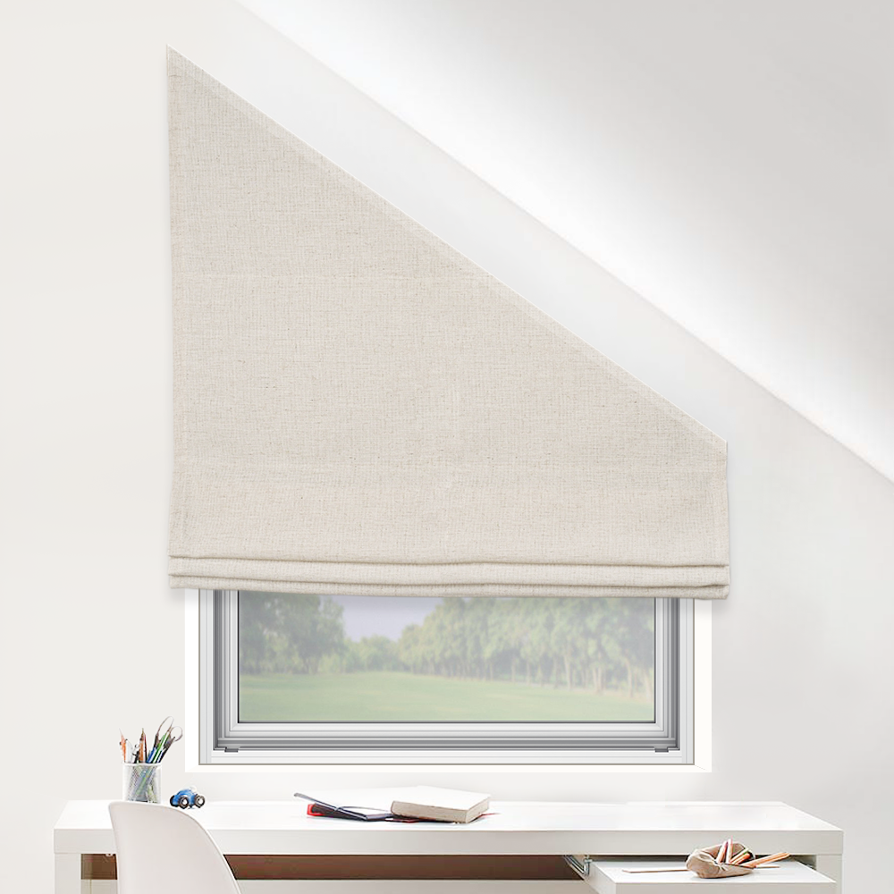 Римская штора Скос для мансардных окон индивидуальный размер «Лен» Молочно-кремовый
