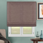 Римская штора белый подъемный механизм «Лен» Шоколад