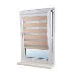 Рулонная штора «UNI 2 День-Ночь» фурнитура Белая. Ткань коллекции «Саванна» Шампань