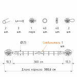 Однорядный стеновой карниз для штор «Монстера» Хром матовый (25 ХМ 360)