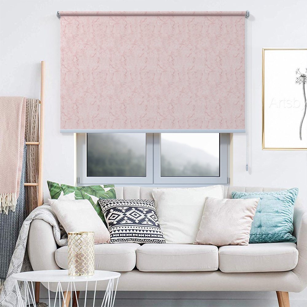 Рулонная штора «Toledo» ø28 фурнитура Белая. Ткань коллекции «Шелк» Персик