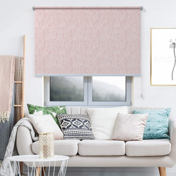 Рулонная штора «Toledo» ø28 фурнитура Белая. Ткань коллекции «Шелк» Персик