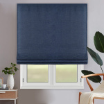 Римская штора черный подъемный механизм индивидуальный размер «Монро» Dim-out Темно-лазурный