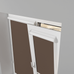 Рулонная штора «UNI 1» фурнитура Белая. Ткань коллекции «Плэин» Silver Blackout Какао