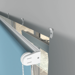 Рулонная штора «MGS» фурнитура Белая. Ткань коллекции «Плэин» Небесный