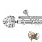 Двухрядный стеновой карниз для штор «Монстера» Хром матовый (25/19 ХМ 160)