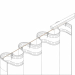 Бегунок на шнуре поворотный JN1 «Волна» шаг 60 мм широкий паз (Белый)