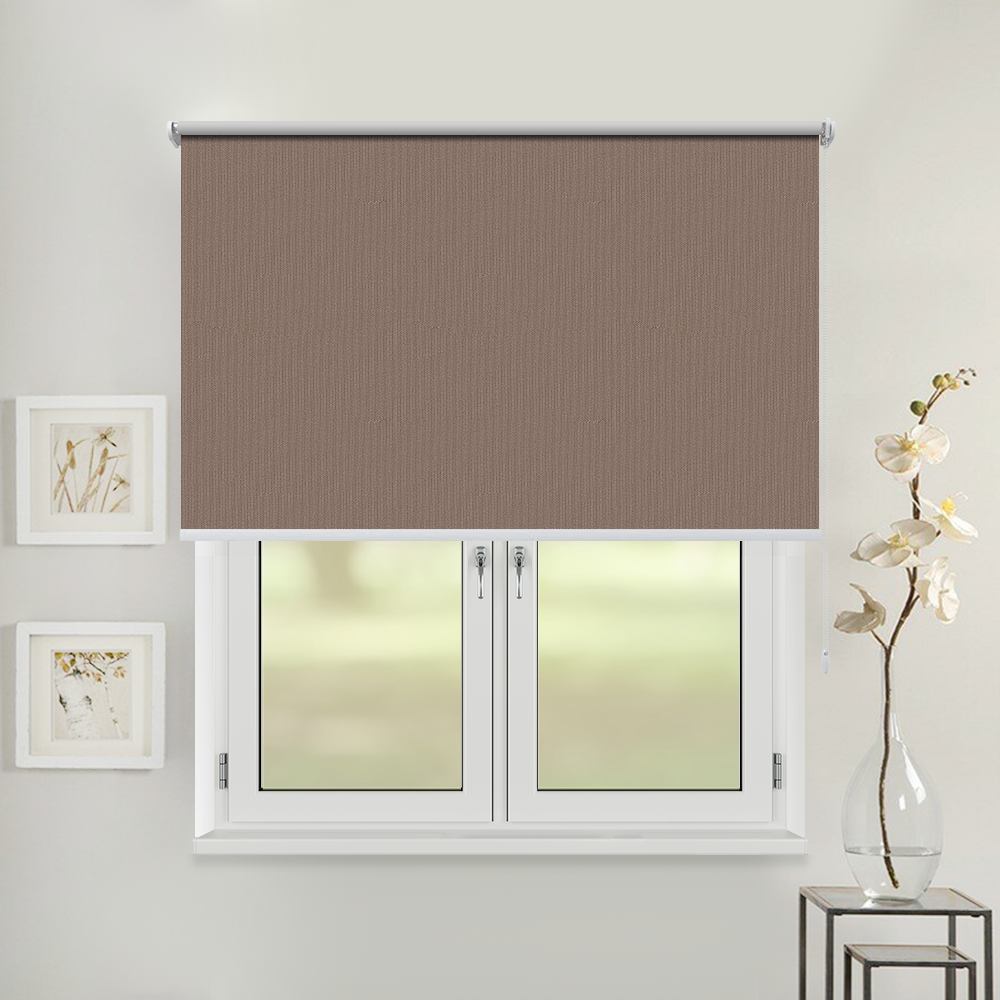 Рулонная штора «Toledo» ø28 фурнитура Белая. Ткань коллекции «Аламеда» Color Blackout Какао