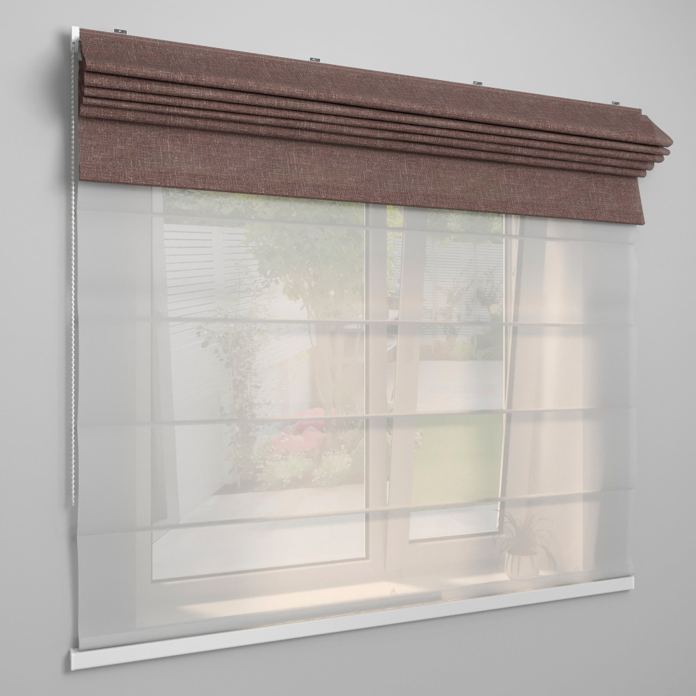 Римская штора «День-ночь» индивидуальный размер ткань «Лен» Шоколад