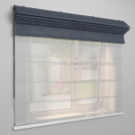 Римская штора «День-ночь» черный подъем. мех. «Лен» Темно-синий («Твинс One Touch» L=120 см H=170 см)