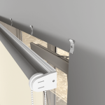 Рулонная штора «MGS» фурнитура Белая. Ткань коллекции «Аканта» Silver Blackout Шампань