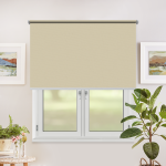 Рулонная штора «Toledo» ø28 фурнитура Белая. Ткань коллекции «Плэин» Айвори-беж