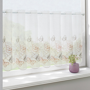Штора-кафе «Butterfly» персик с серым высота 45см
