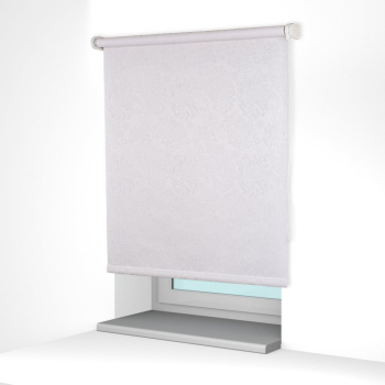 Рулонная штора «Стандарт» фурнитура Белая. Ткань коллекции «Арабеска» Белый