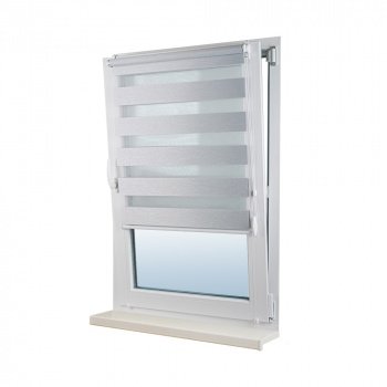 Рулонная штора «Мини День-Ночь» фурнитура Белая. Ткань коллекции «Саванна» Муссон (компл. Besta)