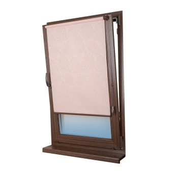 Рулонная штора «Мини» фурнитура Коричневая. Ткань коллекции «Арабеска» Розовый (компл. Besta)