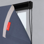 Римская штора черный подъемный механизм индивидуальный размер «Лен» Темно-синий