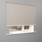 Рулонная штора «Moncada» ø38 фурнитура Белая. Ткань коллекции «Лен» Темно-бежевый