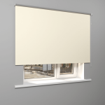 Рулонная штора «Стандарт» фурнитура Белая. Ткань коллекции «Аканта» Silver Blackout Шампань