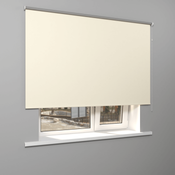 Рулонная штора «Стандарт» фурнитура Белая. Ткань коллекции «Аканта» Silver Blackout Шампань 