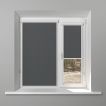 Рулонная штора «UNI 2» фурнитура Белая. Ткань коллекции «Плэин» Silver Blackout Муссон