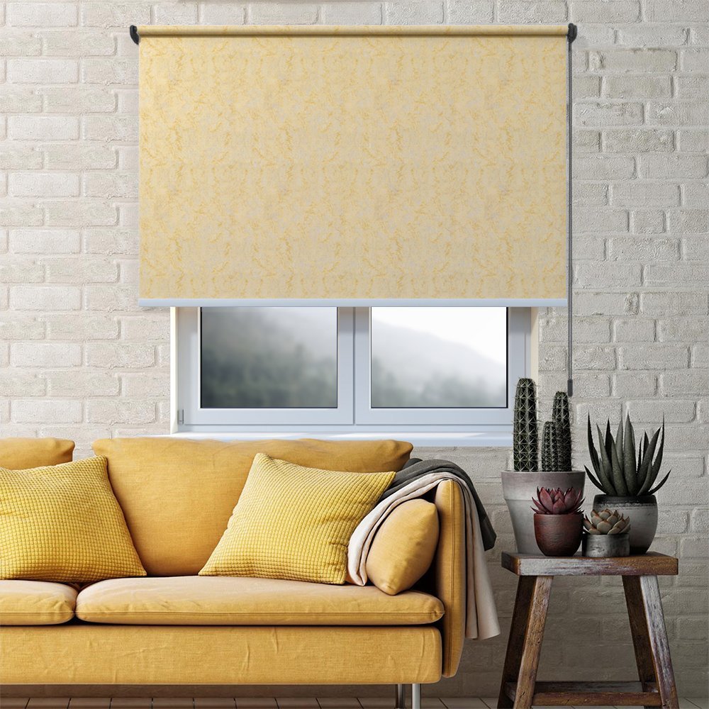 Рулонная штора «Toledo» ø28 фурнитура Черная. Ткань коллекции «Шелк» Песок