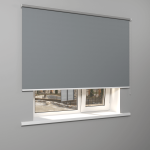 Рулонная штора «MGS» фурнитура Белая. Ткань коллекции «Плэин» Silver Blackout Серый