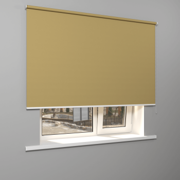 Рулонная штора «MGS» фурнитура Белая. Ткань коллекции «Плэин» Хаки (компл. Besta)