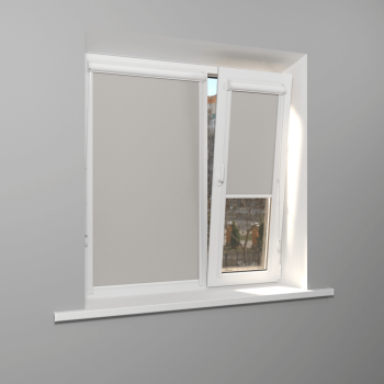 Рулонная штора «UNI 1» фурнитура Белая. Ткань коллекции «Плэин» Светло-серый (компл. Besta)