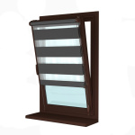 Рулонная штора «Мини День-Ночь» фурнитура Коричневая. Ткань коллекции «Соло» Темно-серый