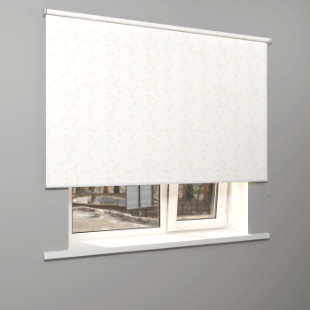 Рулонная штора «MGS» фурнитура Белая. Ткань коллекции «Фрассино» Жемчуг глянец