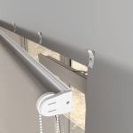 Рулонная штора «MGS» фурнитура Белая. Ткань коллекции «Лен» Темно-бежевый