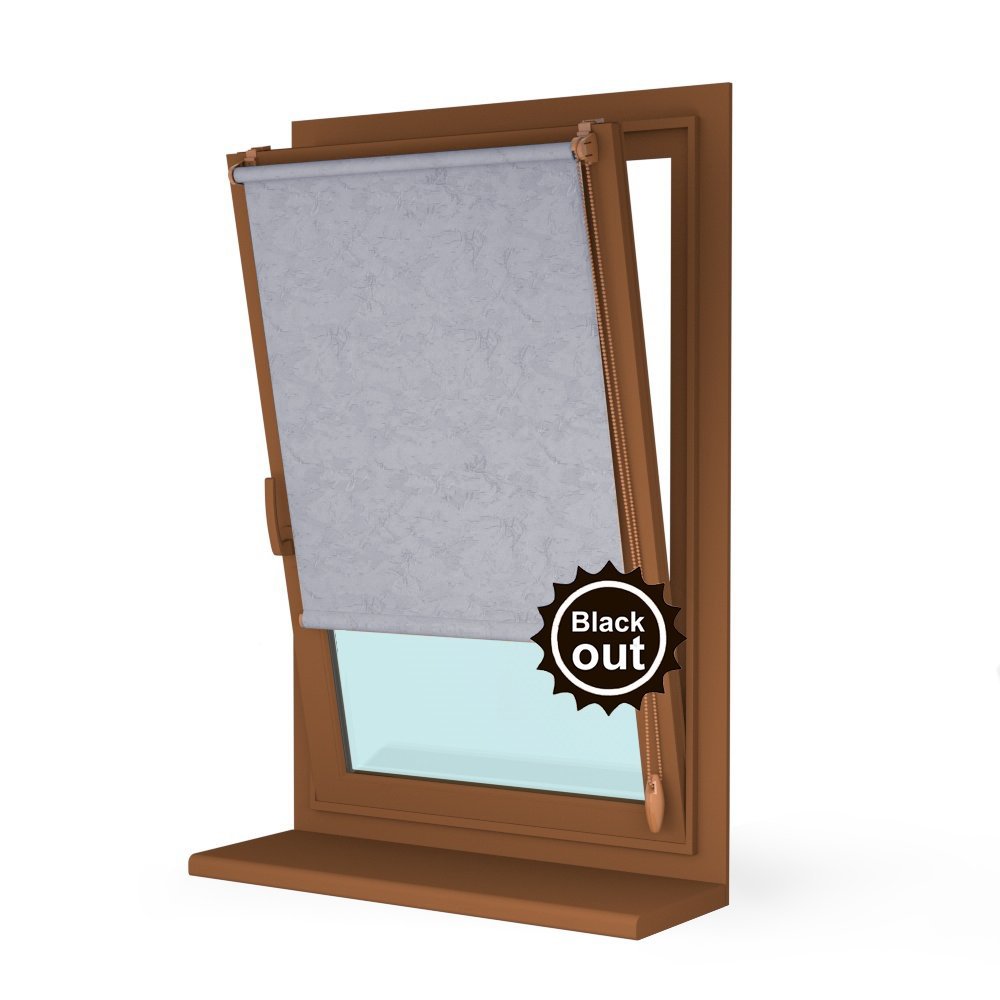 Рулонная штора «Мини» фурнитура Золотой дуб. Ткань коллекции «Шелк Blackout» Фарфор