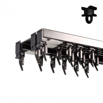 Трехрядный потолочный алюминиевый карниз «Прага» Черный (100-3 бегунок)