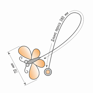изображение клипса магнитная «стрекоза» размер 7 см для легкого и среднего веса штор с тросом 38 см на olexdeco.ru